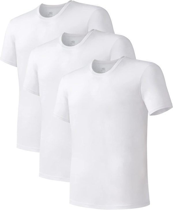 DAVID ARCHY Men's 3 Pack Soft Comfy Bamboo Rayon Undershirts Breathable Tees Short Sleeve T-Shirts