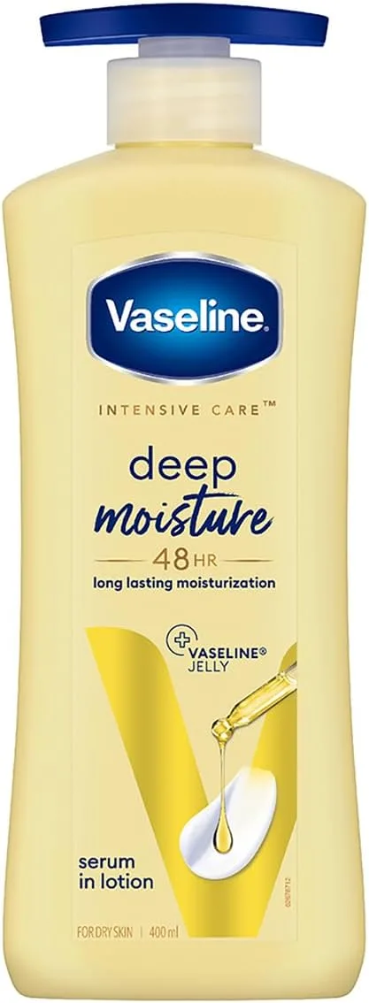 Vaseline Intensive Care Deep Moisture Nourishing Body Lotion 400 ml, Daily Moisturizer for Dry Skin, Gives Non-Greasy, Glowing Skin - For Men & Women