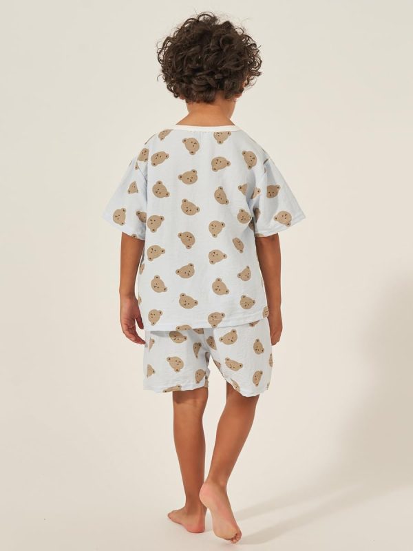 ⁦Styli Boys Teddy Print Cotton T-Shirt And Shorts Set⁩ - الصورة ⁦6⁩