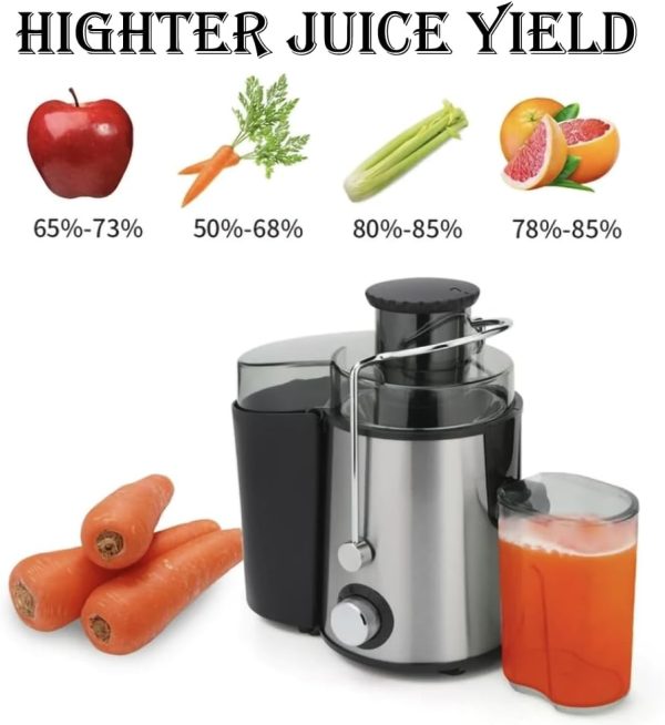 ⁦Juicer Machine Centrifugal Juicer 65MM Chute for Whole Fruit and Vegetables Juice Extractor Quick Juicing Easy to Clean Silver⁩ - الصورة ⁦4⁩