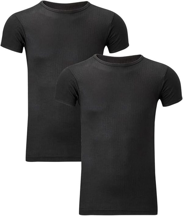 ⁦VEARZ Mens Short Sleeve Thermal Underwear T-Shirt – Adults Warm Crew Neck Winter Baselayer Vest Tee Top Size UK S-2XL⁩ - الصورة ⁦5⁩