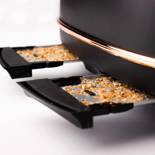 ⁦Haden Heritage Black 4 Slice Toaster - Adjustable Browning Control, Reheat and Defrost Functions - Stainless Steel With Self-centring Function - 1370-1630W⁩ - الصورة ⁦5⁩