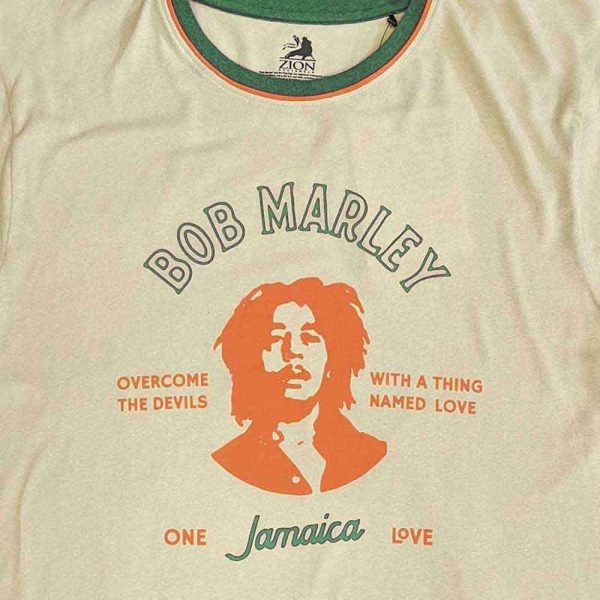 ⁦Bob Marley Ringer T Shirt Thing Called Love Official Mens Sand⁩ - الصورة ⁦2⁩