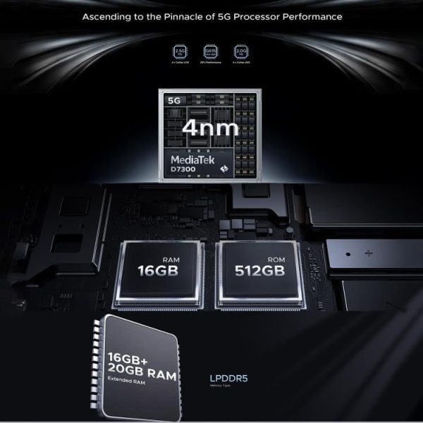 ⁦Doo.gee Smartphone - Powerful 5G Rugged Device with 100MP Camera, Dimensity 7300 CPU, 16GB RAM + 512GB Storage, IP68/IP69K Rated, and Android 14 LED Light Effect (Moon Shadow Black) (Silver)⁩ - الصورة ⁦7⁩