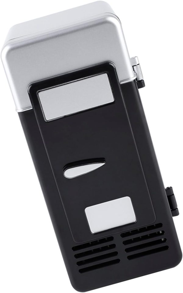 ⁦BROLEO Mini Fridge, Beverage Fridge, 7.64 X 3.54 X 3.54 Inch USB Interface LED Mini USB Refrigerator Cool Quickly Cooler & Warmer for Cola (Black)⁩ - الصورة ⁦3⁩