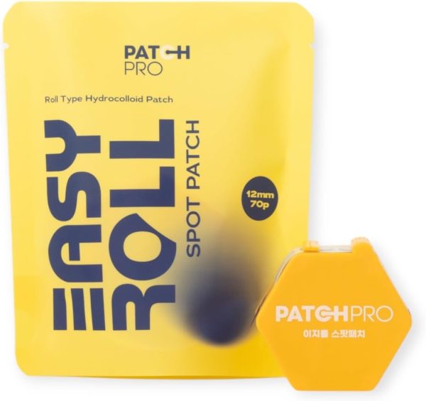 ⁦PATCH PRO Easy Roll Spot Patch - Korean Skin Care Dispenser, Invisible Hydrocolloid Patches, Significantly Reduced Pimples, Invisible Skin Covers, Skin Care for Impurities (Pack of 70)⁩ - الصورة ⁦2⁩