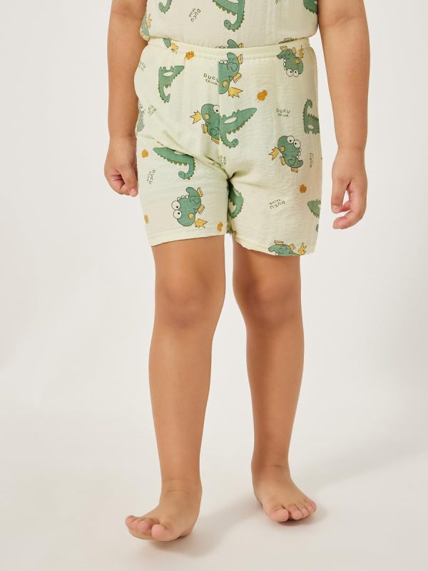 ⁦Styli Boys Graphic Print Round Neck T-Shirt And Shorts Pyjama Set⁩ - الصورة ⁦6⁩