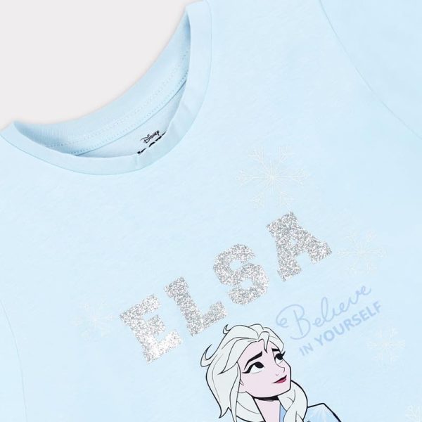 ⁦Disney Girls Disney Frozen Elsa Kids Girls Short Sleeves T-Shirt Western (pack of 1)⁩ - الصورة ⁦4⁩