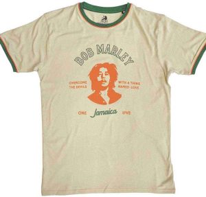 Bob Marley Ringer T Shirt Thing Called Love Official Mens Sand