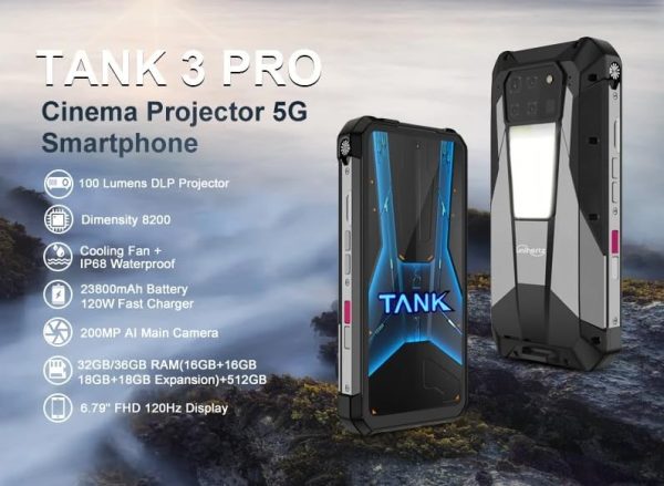 ⁦8849 Tank 3 Pro 5G Projector Phone 32GB RAM 512GB ROM Cell Phone 23800mAh 120W Fast Charger 200MP Camera Dual Sim⁩ - الصورة ⁦2⁩