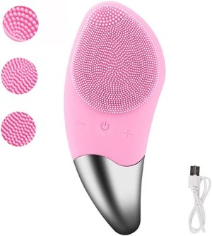 Arabest Mini Electric Face Cleansing Brush, Silicone Sonic Electric Facial Cleanser, Deep Washing Face Massager, Facial Cleansing Brush