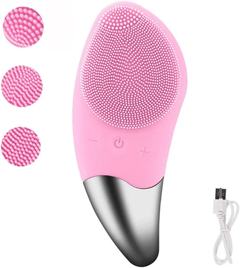 Arabest Mini Electric Face Cleansing Brush, Silicone Sonic Electric Facial Cleanser, Deep Washing Face Massager, Facial Cleansing Brush