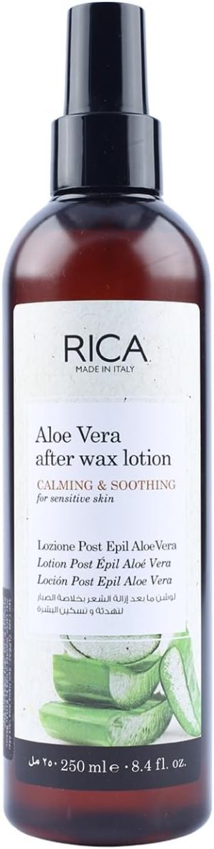 RICA Unisex Adult Aloe Vera After Wax Lotion for Sensitive Skin with Sun flower Oil, Jojoba Oil & Vitamin E - 250ml
