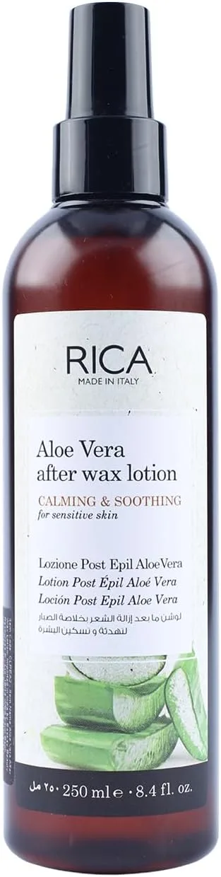 RICA Unisex Adult Aloe Vera After Wax Lotion for Sensitive Skin with Sun flower Oil, Jojoba Oil & Vitamin E - 250ml