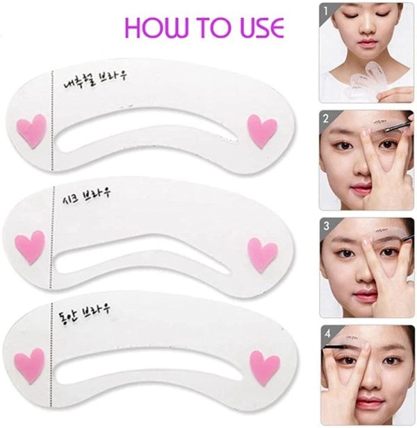 ⁦SYOSI Eyebrow Card, Thrush Tool, Eyebrow Trimming Card, Thrush Card, Grooming Brow Stencil Kit, Painted Model Shaping Reusable Eyebrow Stencil Template, 50set (3pcs/set)⁩ - الصورة ⁦4⁩