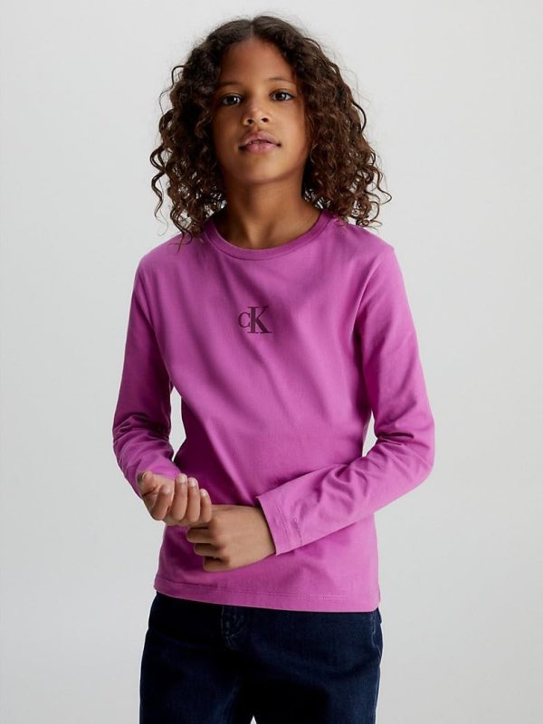 ⁦Calvin Klein Jeans Girls LOGO LS L/S T-Shirts⁩ - الصورة ⁦3⁩