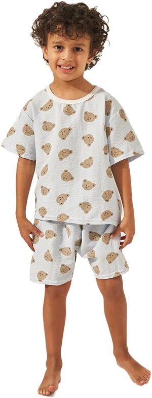 Styli Boys Teddy Print Cotton T-Shirt And Shorts Set