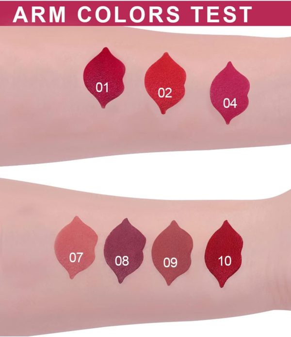 ⁦L&Wen Matte Lipstick for Women, Long Lasting Waterproof Highly Pigmented Moisturizing Velvet Lip Gloss, Not Fade Lightweight Smudge Proof Lip Stain for Girls and Women - Red 02⁩ - الصورة ⁦5⁩