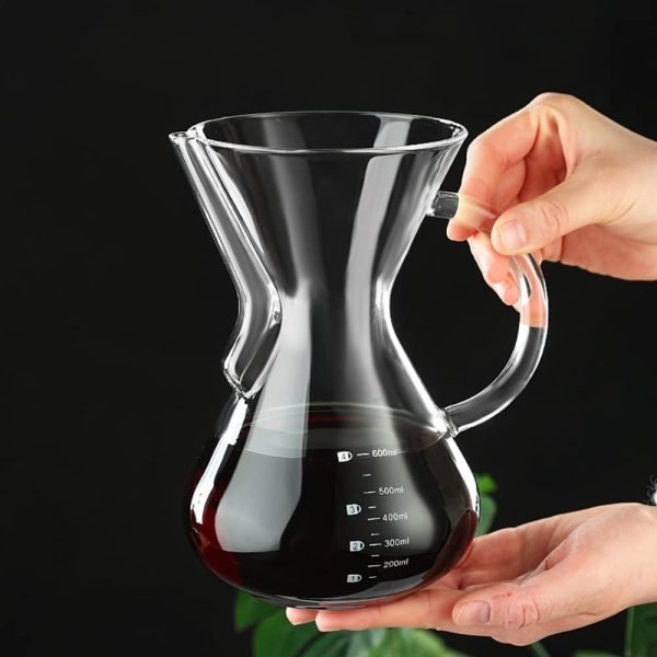 ⁦Arabest Pour Over Coffee Maker, 600ML Borosilicate Glass Hand Brewed Coffee Pot, Rust Resistant Stainless Steel Paperless Filter/Dripper With 600ml Coffee Net⁩ - الصورة ⁦5⁩