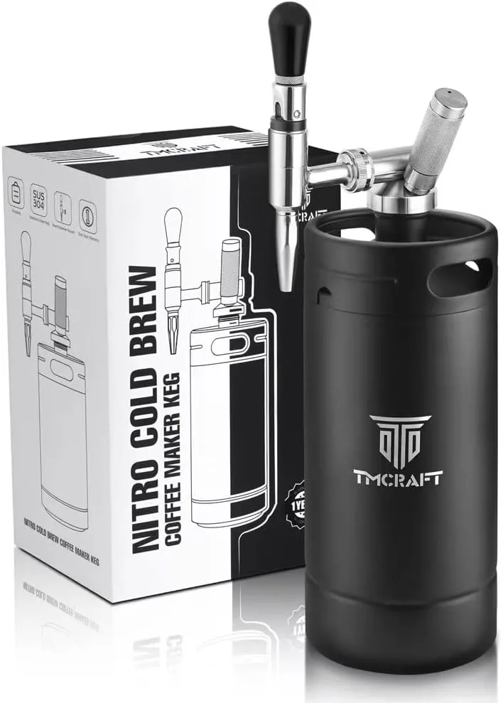 TMCRAFT 128oz Nitro Cold Brew Coffee Maker, Home Brew Coffee Keg with Stainless Steel Stout Creamer Faucet & Pressure Relieving Valve
