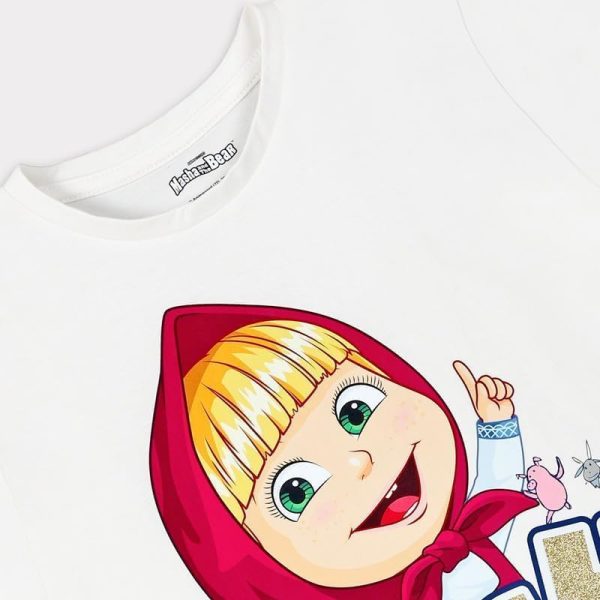 ⁦TRUCARE Girls Masha Kids Girls Masha & Friends Short Sleeves T-Shirt Western (pack of 1)⁩ - الصورة ⁦4⁩