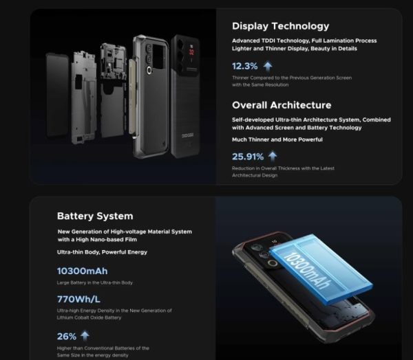 ⁦DOOGE Blade10 Max Rugged Phone 6.56" 90Hz Display 8GB+256GB Rear Display 50MP AI Main Camera 10300mAh 18W Charge⁩ - الصورة ⁦3⁩