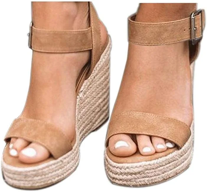 VICKI·VICKI Women's Platform Wedges heels Sandals Wedge Espadrilles Ankle Strap