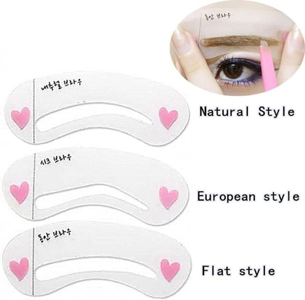 ⁦SYOSI Eyebrow Card, Thrush Tool, Eyebrow Trimming Card, Thrush Card, Grooming Brow Stencil Kit, Painted Model Shaping Reusable Eyebrow Stencil Template, 50set (3pcs/set)⁩ - الصورة ⁦3⁩