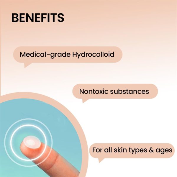 ⁦Acne Pimple Patch, Absorbing Hydrocolloid Original, Hydrocolloid Acne Pimple Patch, Patches for Blemishes and Zits Cover, Spot Stickers for Face and Body, 3 Size, Vegan and Cruelty Free (10 Count)⁩ - الصورة ⁦5⁩
