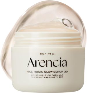 Arencia Rice Mucin Overnight Glow Face Mask Serum 30, 1.76 oz, Plumps Skin with Hyaluronic Acid