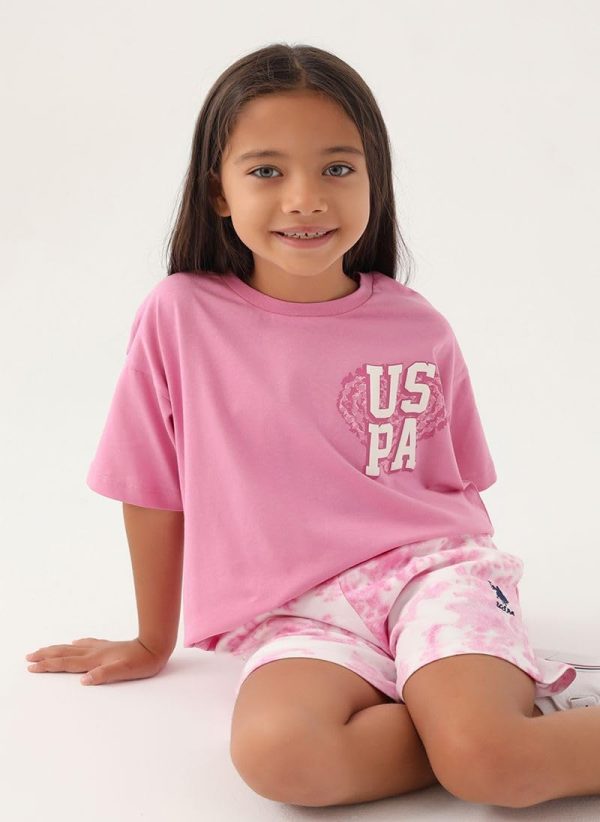 ⁦U.S. POLO ASSN. Girls Pink Short Set⁩ - الصورة ⁦4⁩