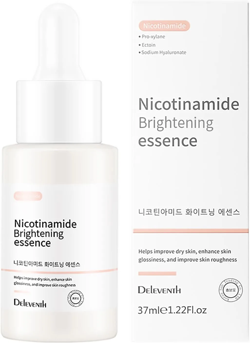 DEleventh Korean Brand Niacinamide Face Serum 37ml / with Pro-Xylane & Ectoin, Anti-wrinkle, Brighten and Hydrate, Reduce Pores, Fine Lines, Smooth Skin, and Boost Elasticity for a Radiant Complexion