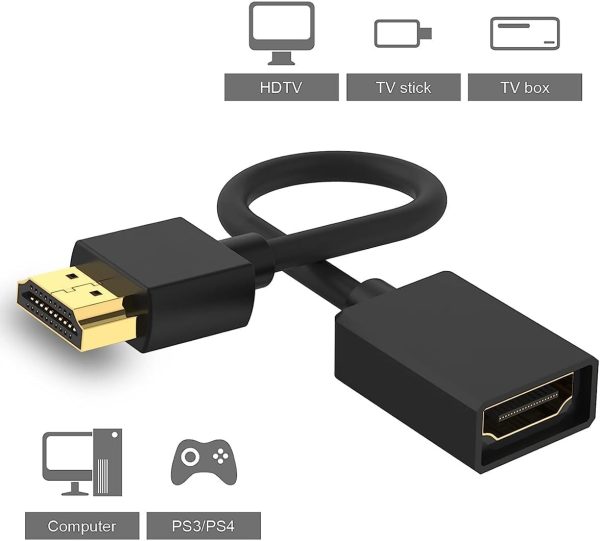 ⁦ALMEKAQUZ 7.9 Inch HDMI Extender, 4K Extension Cable Male to Female Adapter, Ultra High Speed Compatible With Xbox PS5 PS4 TV HDTV Laptop PC⁩ - الصورة ⁦5⁩