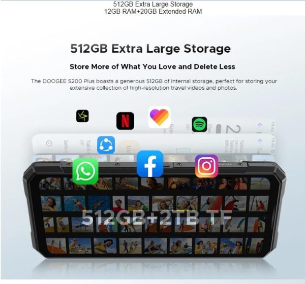 ⁦S200 Plus 5G Rugged Phone Dimensity 7300 4nm 1.32" Rear Display AI Image 6.72'' 12+512GB 10100 mAh Battery Smart Phone ﻿⁩ - الصورة ⁦8⁩