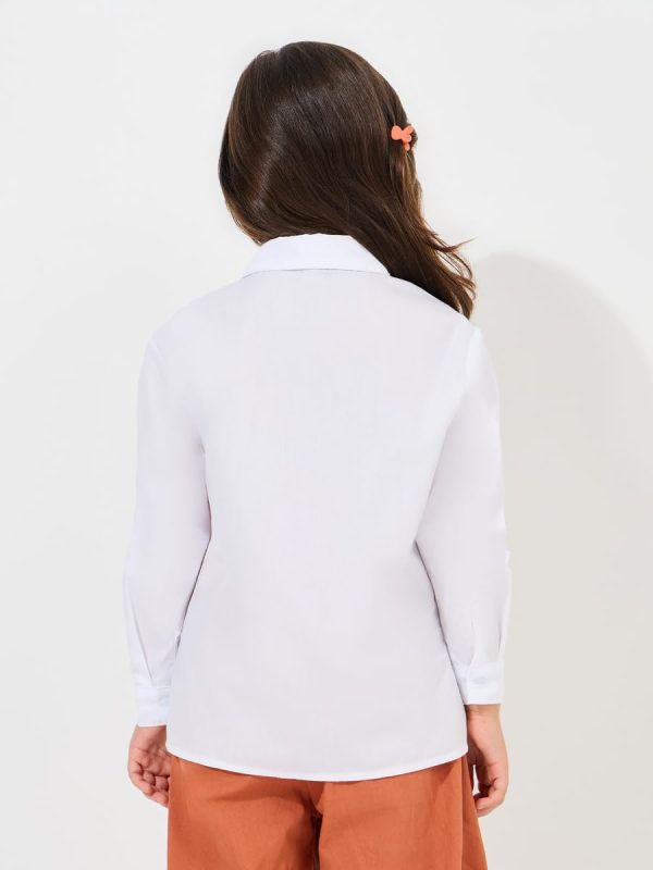 ⁦Styli Girls 2111358736 Solid Ruffle Detail Long Sleeves Shirt⁩ - الصورة ⁦4⁩