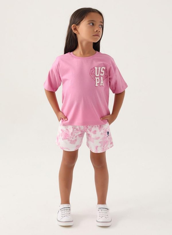 ⁦U.S. POLO ASSN. Girls Pink Short Set⁩ - الصورة ⁦2⁩