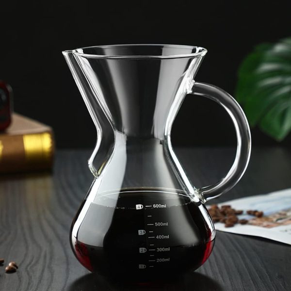 ⁦Arabest Pour Over Coffee Maker, 600ML Borosilicate Glass Hand Brewed Coffee Pot, Rust Resistant Stainless Steel Paperless Filter/Dripper With 600ml Coffee Net⁩ - الصورة ⁦2⁩