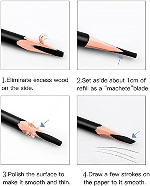 ⁦KASTWAVE 12 PCS Dark Brown Eyebrow Eyeliner Pencils Makeup Pen, Waterproof Eye Brow Pencil,Long-lasting Nice Color Eye Brow Gel Pen Makeup Brow Tint Pencils（Dark Brown）⁩ - الصورة ⁦7⁩