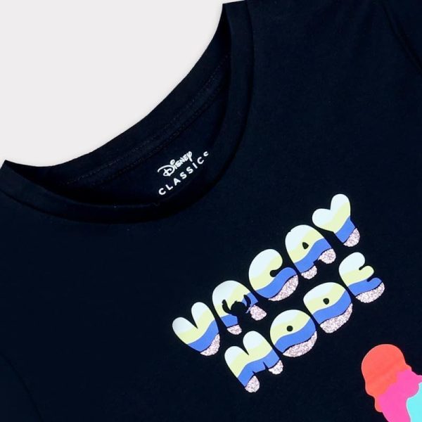 ⁦Disney Girls Disney Stitch Vacay Mode Kids Girls Short Sleeves T-Shirt Western (pack of 1)⁩ - الصورة ⁦4⁩