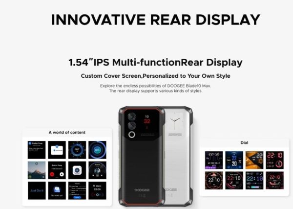 ⁦DOOGE Blade10 Max Rugged Phone 6.56" 90Hz Display 8GB+256GB Rear Display 50MP AI Main Camera 10300mAh 18W Charge⁩ - الصورة ⁦5⁩