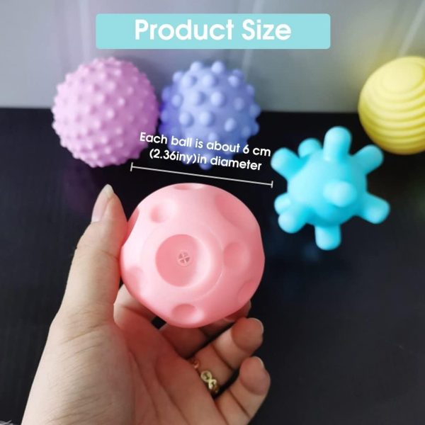 ⁦PATPAT® Squeeze Balls for Kids, 6 Pack, Ages 3-12 Months, Textured, Squeak, Bath & Play, Vinyl, Baby Toy⁩ - الصورة ⁦4⁩