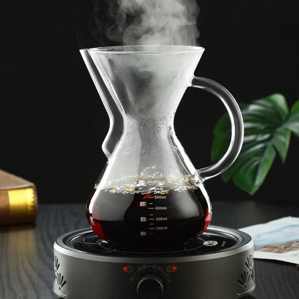 ⁦Arabest Pour Over Coffee Maker, 600ML Borosilicate Glass Hand Brewed Coffee Pot, Rust Resistant Stainless Steel Paperless Filter/Dripper With 600ml Coffee Net⁩ - الصورة ⁦3⁩