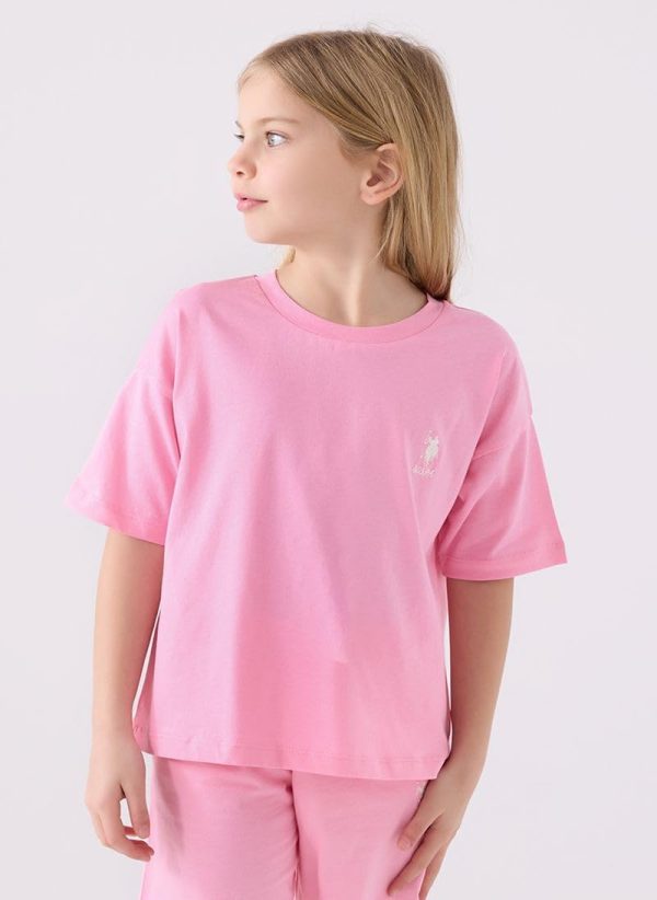 ⁦U.S. POLO ASSN. Girls Pink Bermuda Set⁩ - الصورة ⁦3⁩