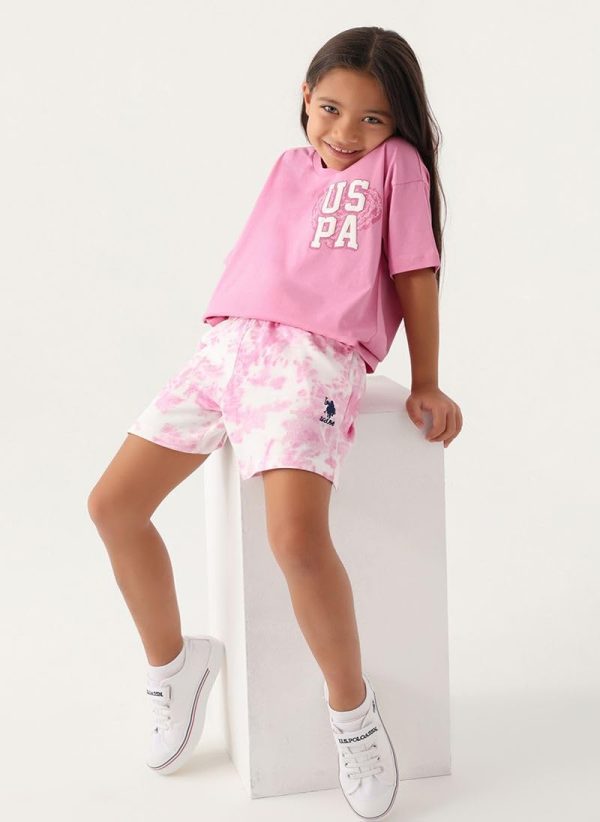 ⁦U.S. POLO ASSN. Girls Pink Short Set⁩ - الصورة ⁦3⁩