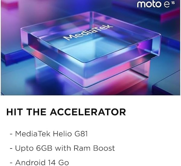 ⁦MOTOROLA E15 4G, 2GB RAM, 64GB ROM, MediaTek Helio G81, 6.67" LCD Display 90Hz, Fresh Lavender⁩ - الصورة ⁦5⁩
