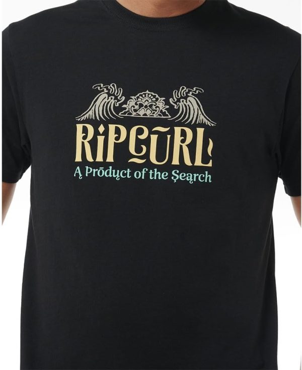 ⁦RIP CURL Men's Horizon Tee T Shirt Top Black⁩ - الصورة ⁦5⁩