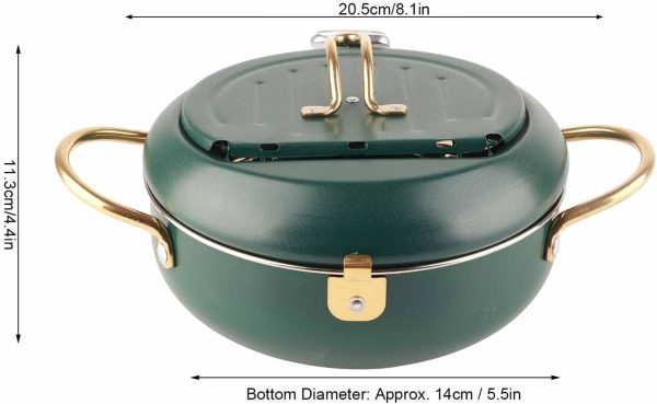 ⁦Jectse Tempura Deep Fryer Pot With Thermometer Mini Stainless Steel Fryer Pan 14cm*11cm⁩ - الصورة ⁦8⁩
