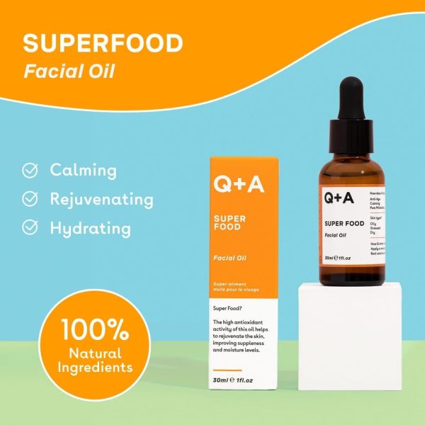 ⁦Q+A Super Food Facial Oil. A complexion enhancing face oil packed with 100% natural ingredients 30ml⁩ - الصورة ⁦3⁩