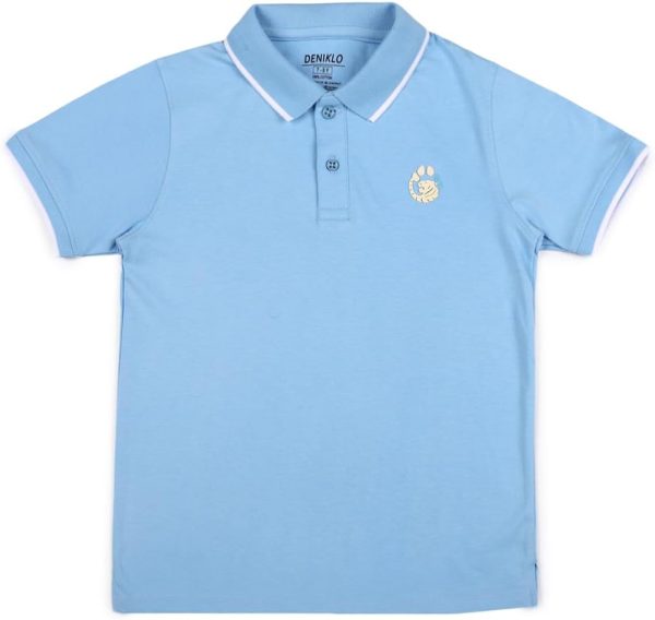 ⁦Deniklo Boys' Polo T-Shirt & Shorts Set 100% Cotton Bio-Washed Fabric⁩ - الصورة ⁦2⁩