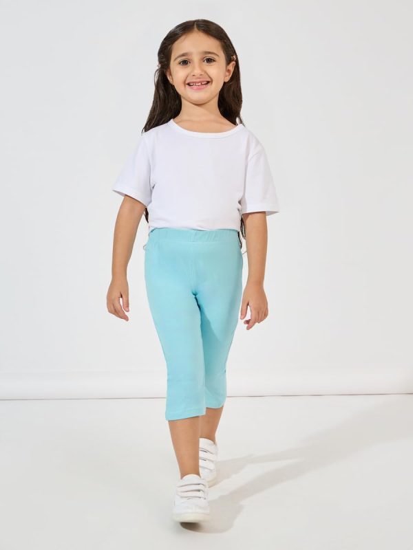 ⁦Styli Girls Basic Capri Leggings with Elastic Waistband⁩ - الصورة ⁦3⁩
